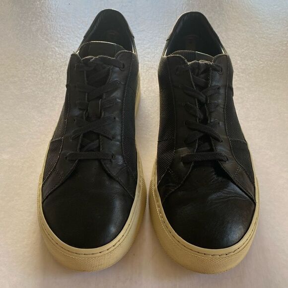 GREATS Men’s Black Leather/Fabric Sneakers Size 10.5 US.  Made in Italy. - Picture 1 of 12